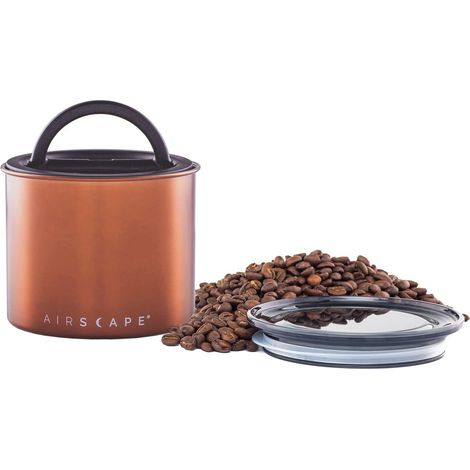 UNKNOWN Airscape Boîte de conservation pour café et aliments – Couvercle hermétique breveté pour préserver la fraîcheur des aliments, acier inoxydable, (taille moyenne, cuivre brossé) (AS2707)