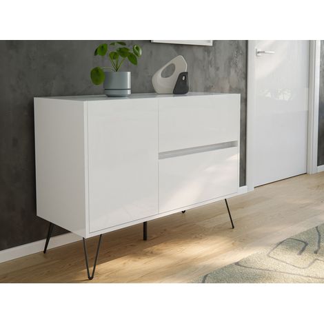 Raumwunder L Sideboard Kommode 100cm 2 SoftClose 1 Tür Weiß hochglanz (1/5)