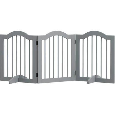 Barrera para mascotas plegable e independiente, color gris. (1/2)