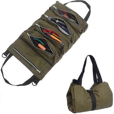 Sac à outils en toile, sac à outils multifonctionnel à 5 compartiments, sac à outils portable pour les travaux de menuiserie quotidiens à la maison (1/5)