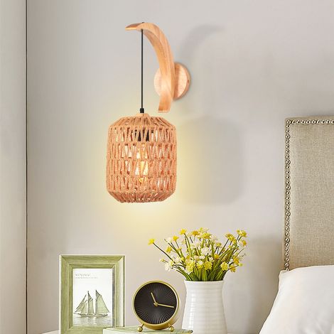 Corde Applique Murale Rétro Vintage avec Corde en Papier Abat-jour Cage à Oiseaux de Style Chinois Lampe Murale E27 pour Chambre Salon Marron 1PCS (1/5)