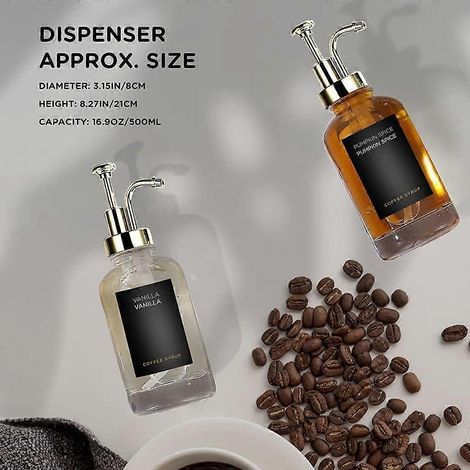 Lot de 2 flacons distributeurs d'huile d'olive et de sirop de café rechargeables pour la cuisine (1/4)
