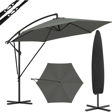 Parasol extérieur avec manivelle – Parasol anti-UV inclinable et imperméable – Sac inclus – Usage balcon et jardin,Gris foncé (1/5)