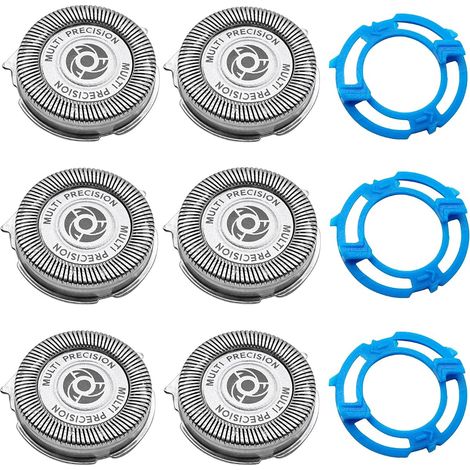 Lot de 6 têtes de rechange SH50 avec 3 bagues de verrouillage de lame, compatibles avec les rasoirs électriques Philips Norelco série 5000 pour hommes. (1/5)