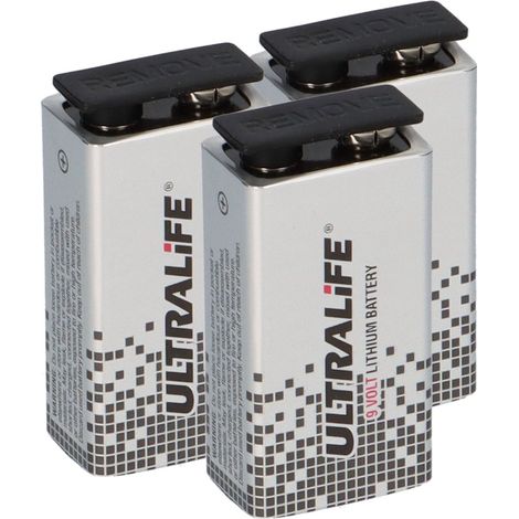 3x Ultralife U9VL-J-P - 9V Block Power Cell Lithium Batterie 9V 1200mAh (1/5)
