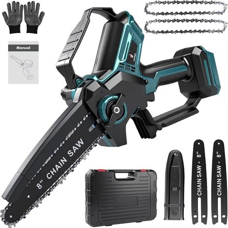 Tronçonneuse 8 Pouces pour batterie 18 V, graissage automatique, scie d'élagage électrique sans balais, Mini tronçonneuse pour la coupe du bois, sécateur, coupe-branches (1/5)