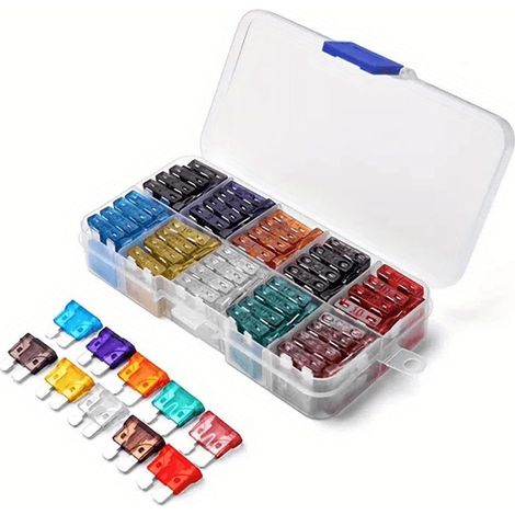 100 Pcs Fusible Voiture Standard et Mini Jeu de Fusibles Auto Mixte avec Extracteur Fusibles Plats pour Auto Moto Truck RV Camion (1/5)