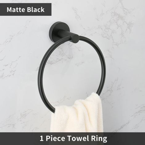 (anneau porte-serviettes) Accessoires de salle de bain Porte-serviettes Étagère Barre Porte-rouleau de papier toilette avec couvercle Porte-serviettes à main Crochet pour peignoir Porte-brosse WC Noir (1/5)