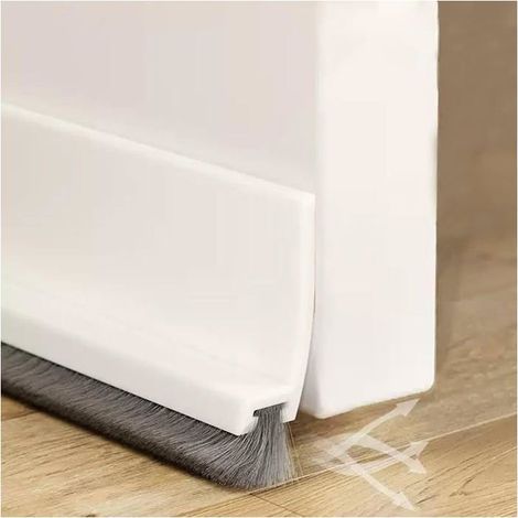 Joint de porte blanc de 100 cm, bande d'étanchéité brossée pour joint de porte, auto-adhésive, pour empêcher les fuites de chaleur. (1/5)