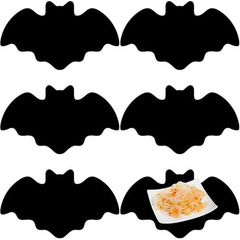 Lot de 6 sets de table en cuir noir gothique chauve-souris pour Halloween, napperons décoratifs, napperons gothiques pour table (1/5)