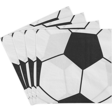 Lot de 20 serviettes de table jetables en papier - Motif football - Noir et blanc - Dimensions : 33 x 33 cm - 2 plis (1/5)