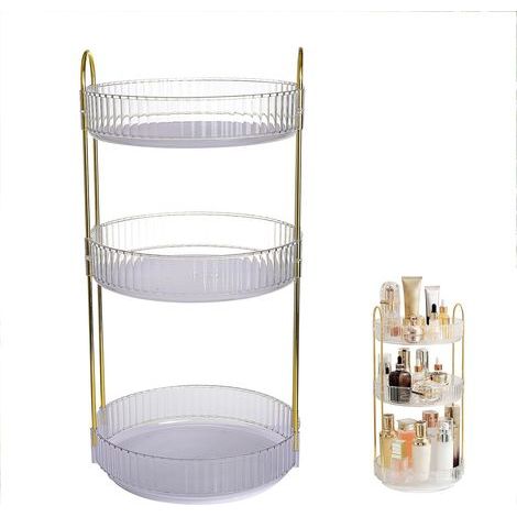 Organisateur Maquillage,Organisateur Maquillage Rotatif 360 Degrés,Présentoir Cosmétique Grande Capacité Rangement Parfum/Coiffeuse/Cosmetique pour Dresser Salle de Bain Chambre(Transparent) (1/5)