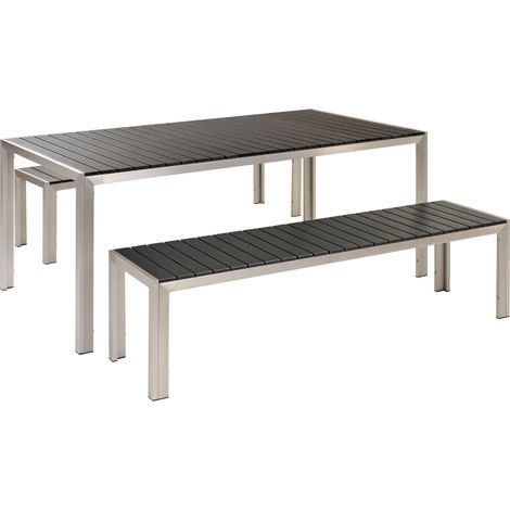 Set da Giardino in alluminio anodizzato Nero Tavolo Rettangolare 2 Panche NARDO (1/5)