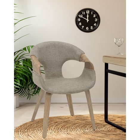 Gazy - Chaise en tissu Taupe et bois blanchi (1/5)