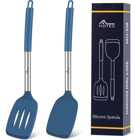 Hitzebeständiges Silikon-Spatel-Set (2 Stück) – BPA-frei, 34,8 cm, blau