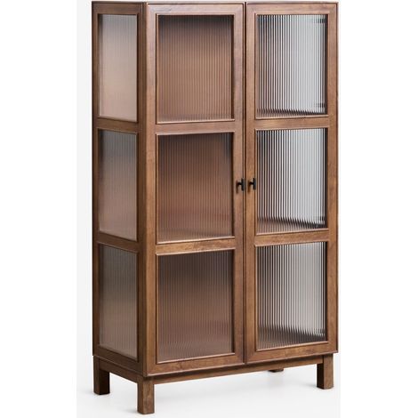SKLUM Vitrine aus Mangoholz und Glas Ildara Schwarz – Dunkles Mangoholz 160x90 cm (1/5)