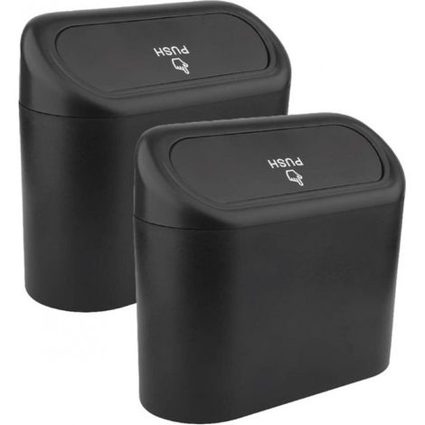 Auto-Mülleimer – 2er-Set – mit Deckel – Kunststoff – schwarz – 16 x 6,5 x 13,5 cm (1/5)