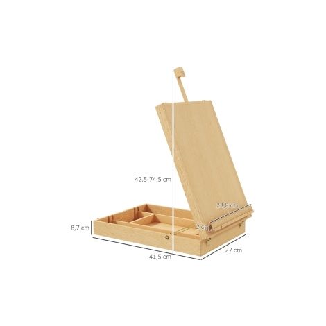 CHICFURN Caballete de mesa plegable 41,5 x 27 x 8,7 cm en madera natural con almacenaje (1/5)
