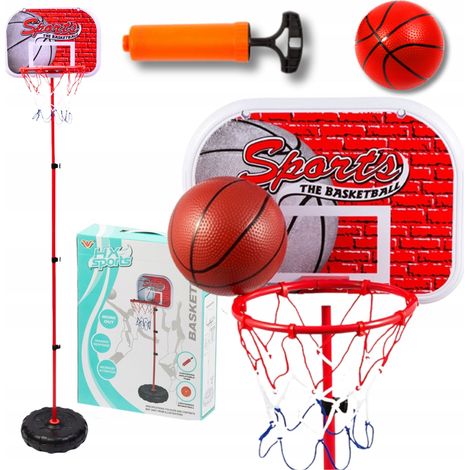 Conjunto de baloncesto con bal贸n, canasta de pie, altura ajustable, port谩til. (1/3)