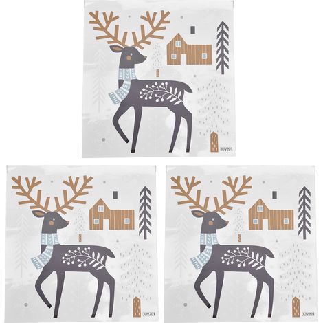 3 Autocollants Muraux PVC Cerf de Noël Élégants, Décor Adhésif pour Maison Restaurant Boutique (1/5)