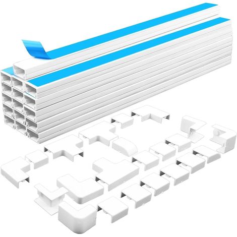 16 Goulotte Passe-Câbles Autocollante Blanche Cache-câbles en PVC  Cache Fil Mural, Dissimuler Les câbles d'alimentation et TV Mural,Rangement de Câbles de Téléviseur avec 22 Accessoires (1/5)