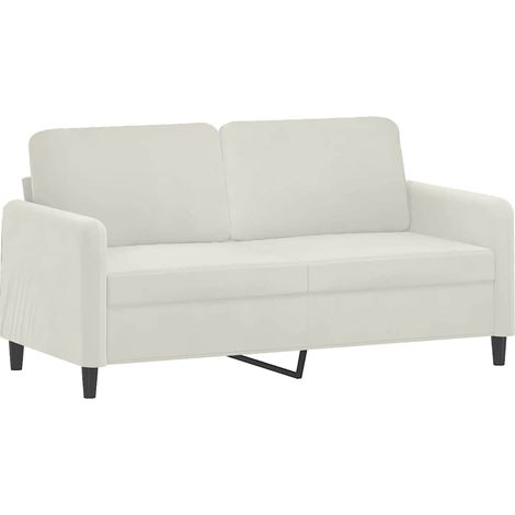 Divano a 2 Posti Sofa crema 140 cm in Velluto (1/5)