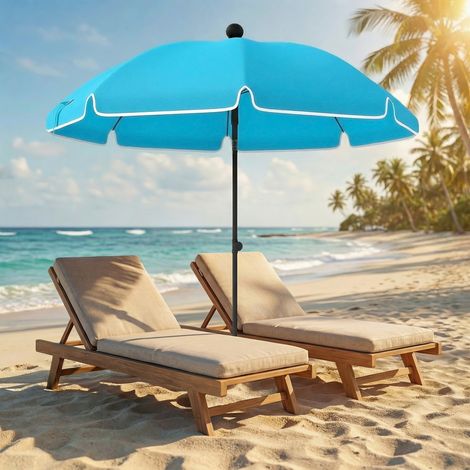 Parasol plage pliant hydrofuge Ø150cm ancre sable ajustable sac transport inclinable, bleu