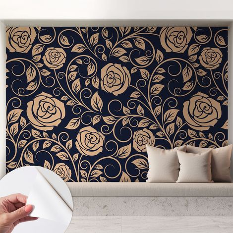 Papier peint autocollant avec imprimé pour cuisine facile à appliquer pour mur a motif Fleurs romantiques 208x146 cm (1/5)
