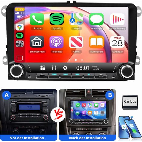 Pour VW GOLF 5 6 Plus Touran Tiguan Caddy Passat Polo 6R Android 15 Autoradio GPS Carplay 4+64G (1/5)