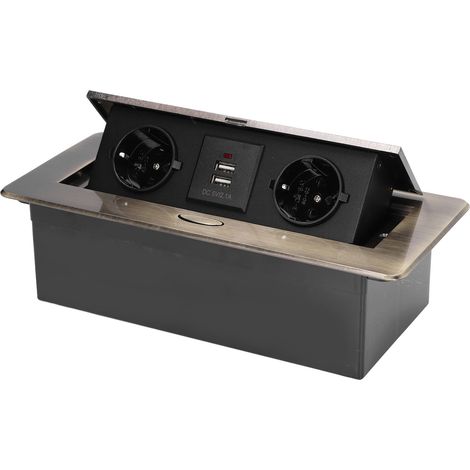 Prise de Bureau Double USB 250V, Prise Escamotable Lente pour Table de Travail Maison Bureau