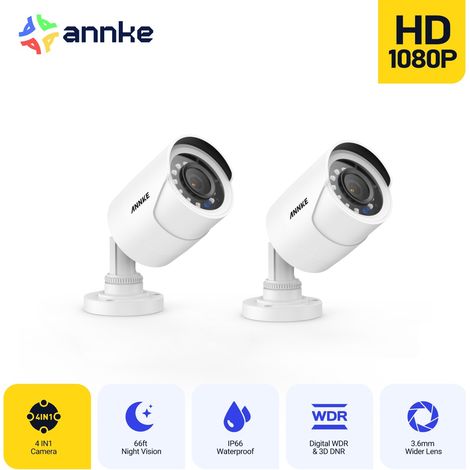 ANNKE 2PCS 1080p caméra de Surveillance AHD/TVI/CVI/CVBS 4-en-1 système Bullet Blanc avec imperméable IP66 système intérieur extérieur 2MP (1/5)