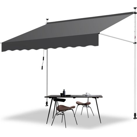 Hengda Tenda da sole manuale per terrazza Protezione UV Idrorepellente con protezione solare Grigio 2 5M (1/5)