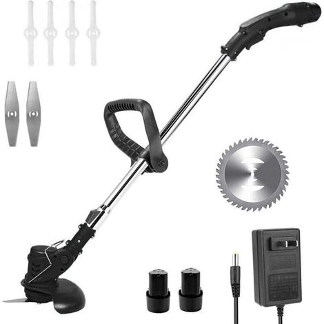 Désherbeur électrique 12 V, débroussailleuse sans fil avec perche réglable et alimentée par piles, léger et silencieux, pliable 3 en 1 pour une utilisation en extérieur, jardin et cour (1/5)