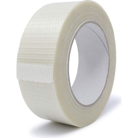 Ruban Adhésif en Fibre de Verre - Renforcement et Cerclage, Bande Renforcée, Armé, Filament d\'Emballage - 5cm x 20m, Transparent (1/5)