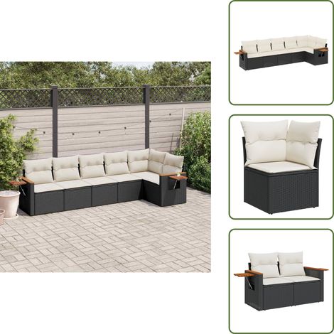 Salon de jardin 6 pcs avec coussins noir résine tressée - Ensemble Salon De Jardin - Meuble Extérieur - Résine Tressée - Rotin Synthétique - Mobilier De Jardin (1/5)