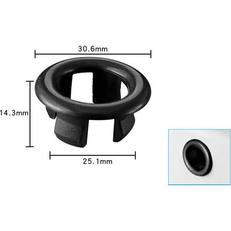 Lot de 2 couvercles de trou de vidange pour évier de salle de bain pour trou de 22 à 24 mm, anneau creux noir (1/3)