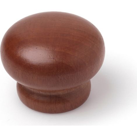 Pomo en madera con acabado nogal, dimensiones: 40x40x32,48mm, Ø: 40mm -