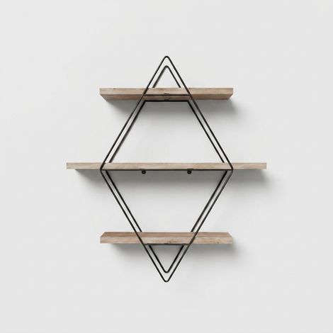 Estante de pared de madera maciza y metal cm-028-srk (1/3)