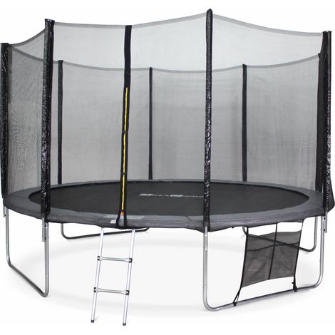 Trampoline 400cm gris avec filet de protection. échelle. bâche. filet pour chaussures. kit d'ancrage - Mercure XXL- Trampoline de jardin 400 cm 4m Qualité PRO.Normes EU.