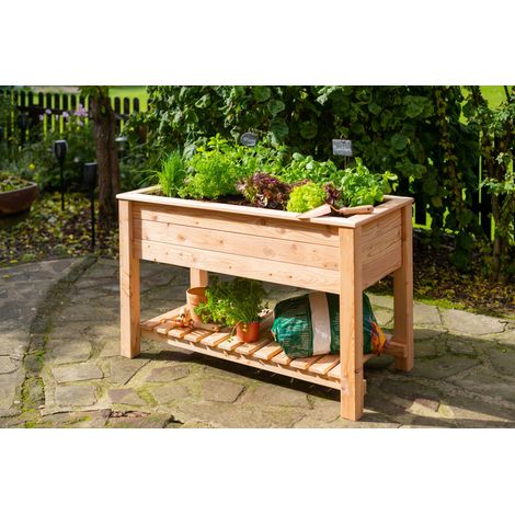 Westmann Lärchenholz Hochbeet Emily mit Ablage Natur 120x65x75 cm (1/5)