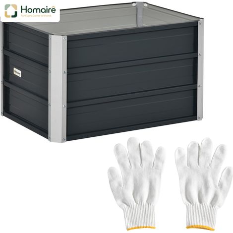 HOMAIRE Hochbeet Stahl dunkelgrau robust für Gemüse & Blumen inkl. Handschuhe