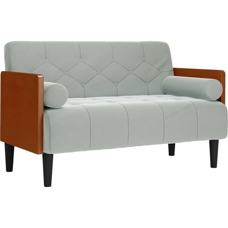 vidaXL Divano Divanetto con Cuscini Bolster Grigio Chiaro 110 cm (1/5)