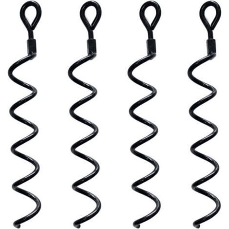 Kit de 4 piquets de terre spiralés haute efficacité, longueur 38,5 cm – pour ancrage de tonnelles, tentes, bâches, chiens et animaux (fixation robuste et rapide) (1/5)