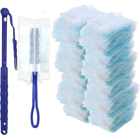Lot de 35 plumeaux à poussière pour -avec 1 poignée, 1 Perche télescopique, kit de plumeau en Microfibre, Outil de Nettoyage de Bureau,Convient pour Le Salon, la Cuisine, Le Bureau