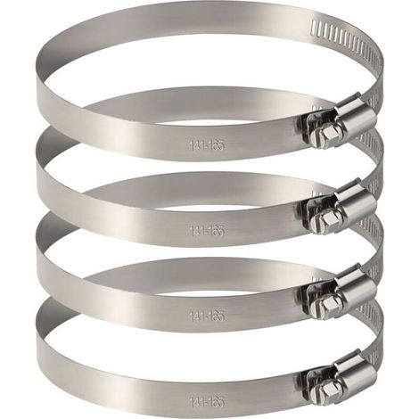 [NIEMALS VERWENDET] Set mit 4 Edelstahl-Schlauchschellen - Verstellbar zur Befestigung von flexiblen Schläuchen (141 mm-165 mm) (1/4)