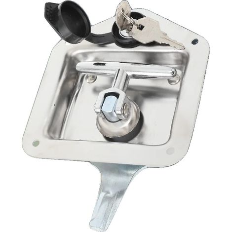Serratura per cassetta degli attrezzi, acciaio inox 304, 170 mm x 120 mm x 65 mm, design a T, 8 chiavi incluse, lunghezza linguetta regolabile: 45 mm (1/5)