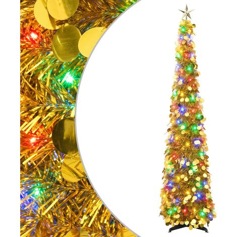 Albero di Natale LED pop-up con stella 180 cm 100 LED PET Oro vidaXL (1/5)