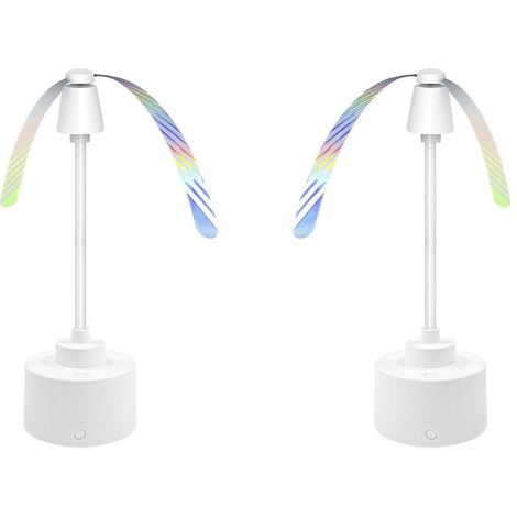 2PC Ventilateur Anti Mouche de Table, Mouches et Moustiques Repoussent Les Ventilateurs, Usage Table/Suspendu pour Pique-Nique et Barbecue, Contre Les Moustiques San Produit Chimique (Blanc) (1/5)