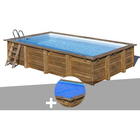 Kit piscine bois Gré Evora 6,20 x 4,20 x 1,33 m + Bâche à bulles