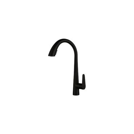 Grifo de cocina extraíble de acero inoxidable 304, giratorio 360°, negro - Crezuo (1/4)
